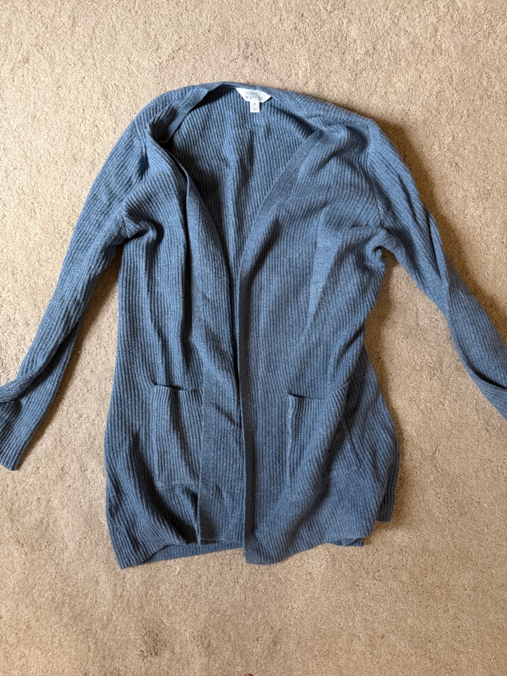 Market & Spruce Textured Ribbed Open Cardigan in Slate Blue